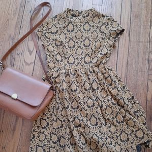 Bronze Jacquard Fit-and-Flare Dress